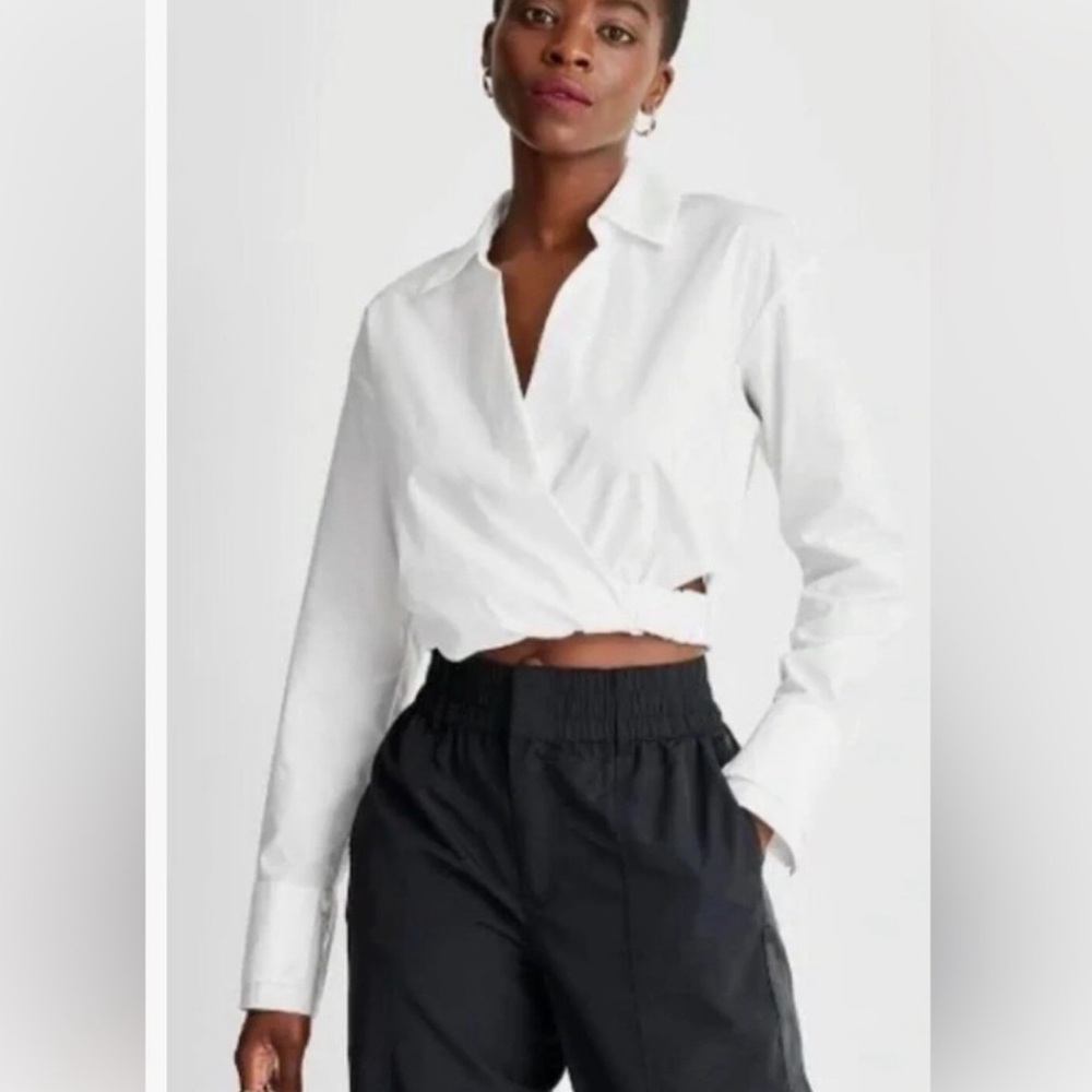 Future Collective | white collared crop wrap top